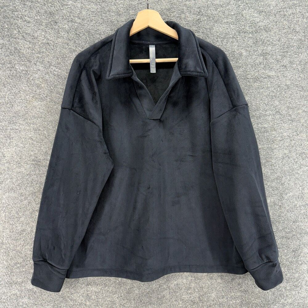 Mondetta Sweater Pullover Women 2XL Black Collared Long Sleeve Knit Casual